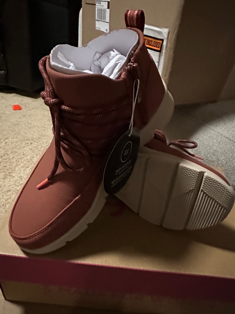 Ryka Women's Ankle Boots in Rust Red with White Soles